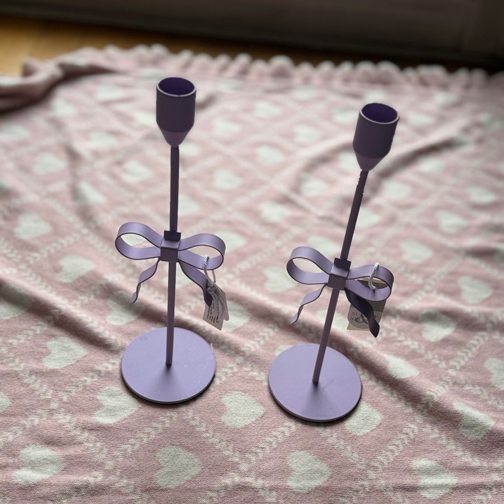 Purple Bow Candle Holders
